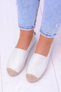 Brokatowe Espadryle Lu Boo Białe