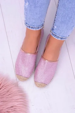 Brokatowe Espadryle Lu Boo Różowe
