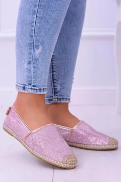 Brokatowe Espadryle Lu Boo Różowe