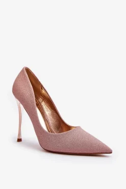 Brokatowe Szpilki Champagne Tiberona