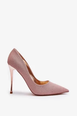 Brokatowe Szpilki Champagne Tiberona