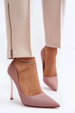 Brokatowe Szpilki Champagne Tiberona