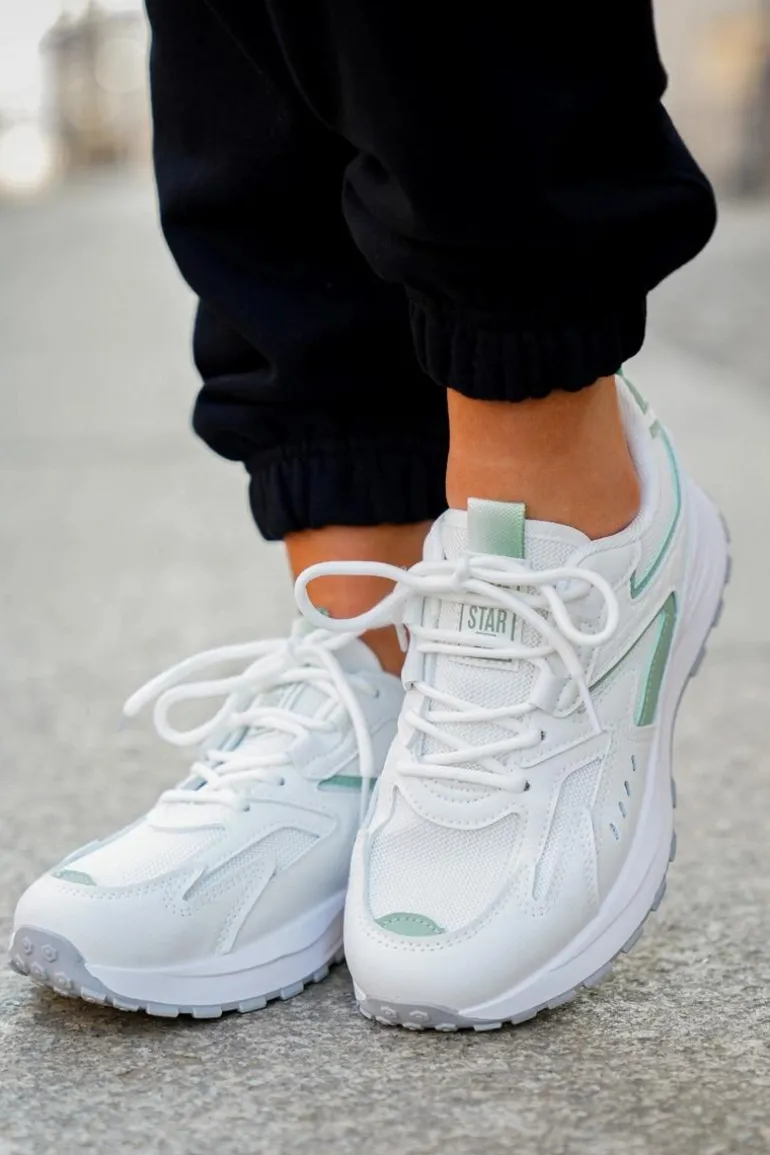 Buty Sportowe Damskie Big Star NN274A095 HI-POLY SYSTEM Biało-Zielone