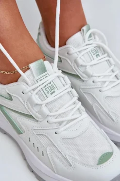 Buty Sportowe Damskie Big Star NN274A095 HI-POLY SYSTEM Biało-Zielone
