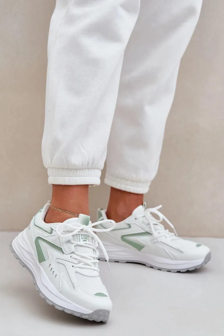 Buty Sportowe Damskie Big Star NN274A095 HI-POLY SYSTEM Biało-Zielone