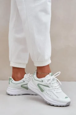 Buty Sportowe Damskie Big Star NN274A095 HI-POLY SYSTEM Biało-Zielone