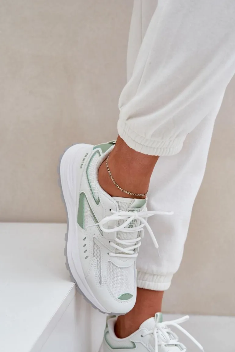 Buty Sportowe Damskie Big Star NN274A095 HI-POLY SYSTEM Biało-Zielone