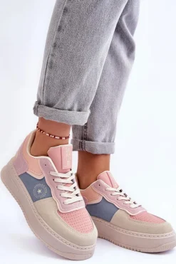 Buty Sportowe Damskie Big Star MM274233 Różowo-Beżowe