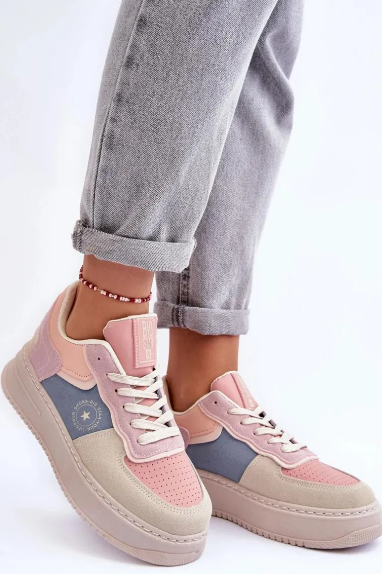 Buty Sportowe Damskie Big Star MM274233 Różowo-Beżowe