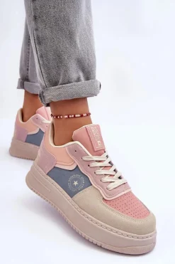 Buty Sportowe Damskie Big Star MM274233 Różowo-Beżowe
