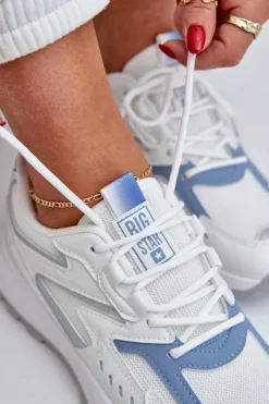 Buty Sportowe Damskie Big Star NN274A094 HI-POLY SYSTEM Biało-Niebieskie