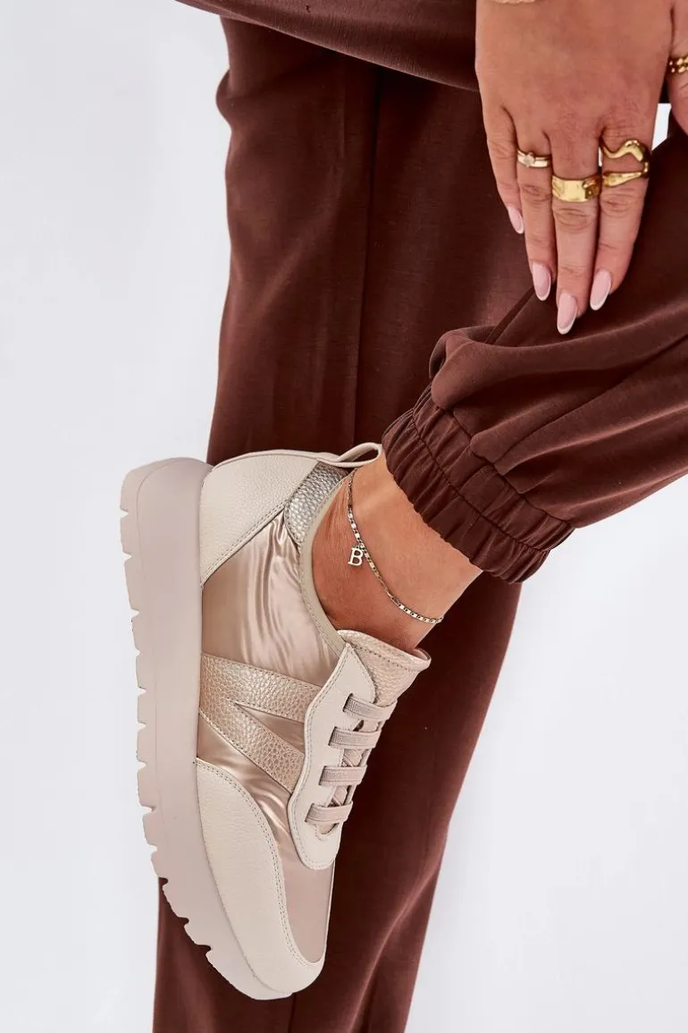 Buty Sportowe Damskie Na Platformie Vinceza 58510 Złote