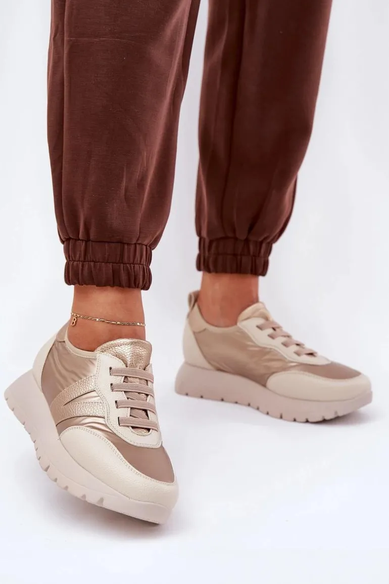 Buty Sportowe Damskie Na Platformie Vinceza 58510 Złote