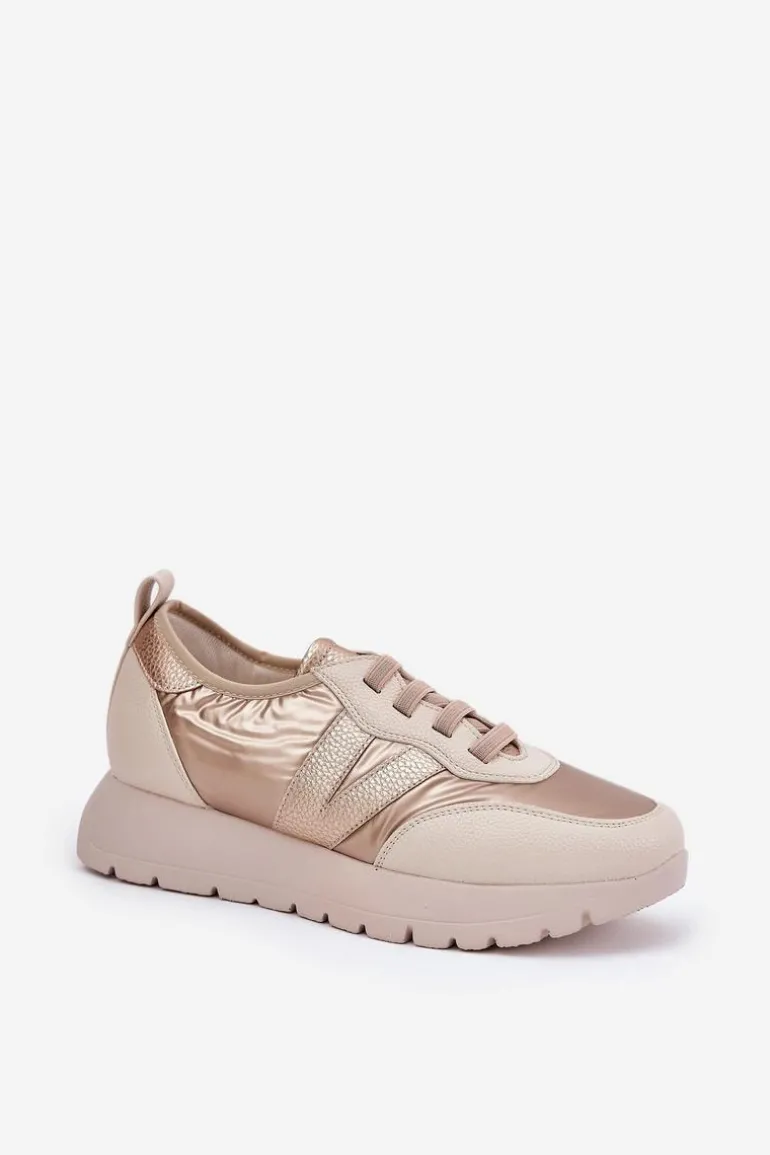 Buty Sportowe Damskie Na Platformie Vinceza 58510 Złote