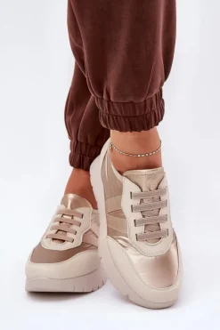 Buty Sportowe Damskie Na Platformie Vinceza 58510 Złote