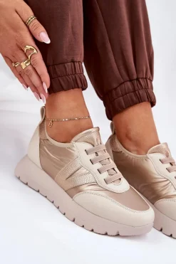 Buty Sportowe Damskie Na Platformie Vinceza 58510 Złote