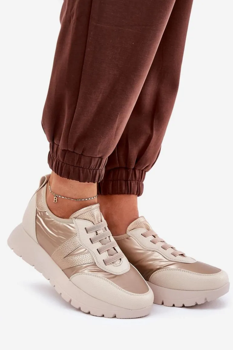 Buty Sportowe Damskie Na Platformie Vinceza 58510 Złote