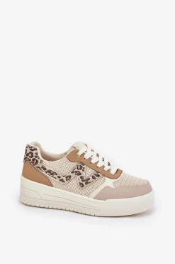 Buty Sportowe Damskie Na Platformie Panterka Khaki Lorori