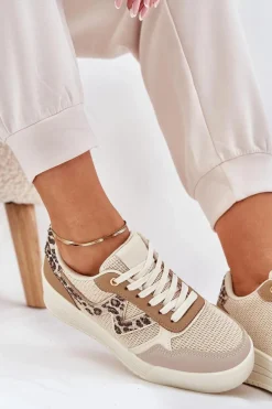 Buty Sportowe Damskie Na Platformie Panterka Khaki Lorori