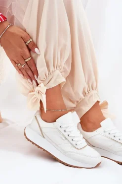 Buty Sportowe Damskie Na Platformie Białe Nevliese