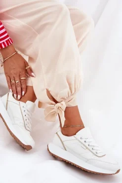 Buty Sportowe Damskie Na Platformie Białe Nevliese