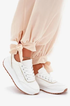 Buty Sportowe Damskie Na Platformie Białe Nevliese