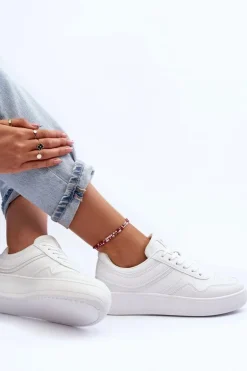 Buty Sportowe Damskie Na Platformie Białe Pudina