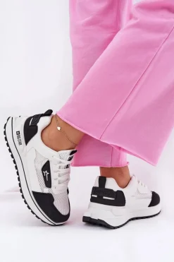 Buty Sportowe Damskie Na Platformie Big Star RR274A223 HI-POLY SYSTEM Biało-Czarne