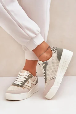 Buty Sportowe Damskie Na Platformie Panterka Zielone Lorori