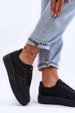 Buty Sportowe Damskie Na Platformie Czarne Pudina