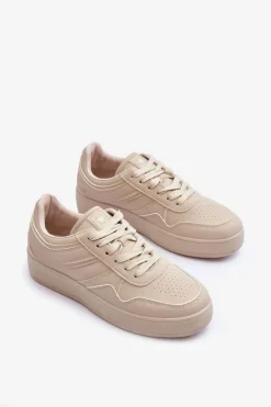 Buty Sportowe Damskie Na Platformie Beżowe Pudina