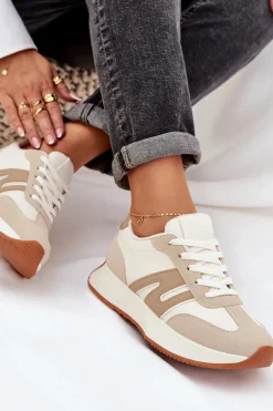 Buty Sportowe Damskie Na Platformie Beżowe Emidi