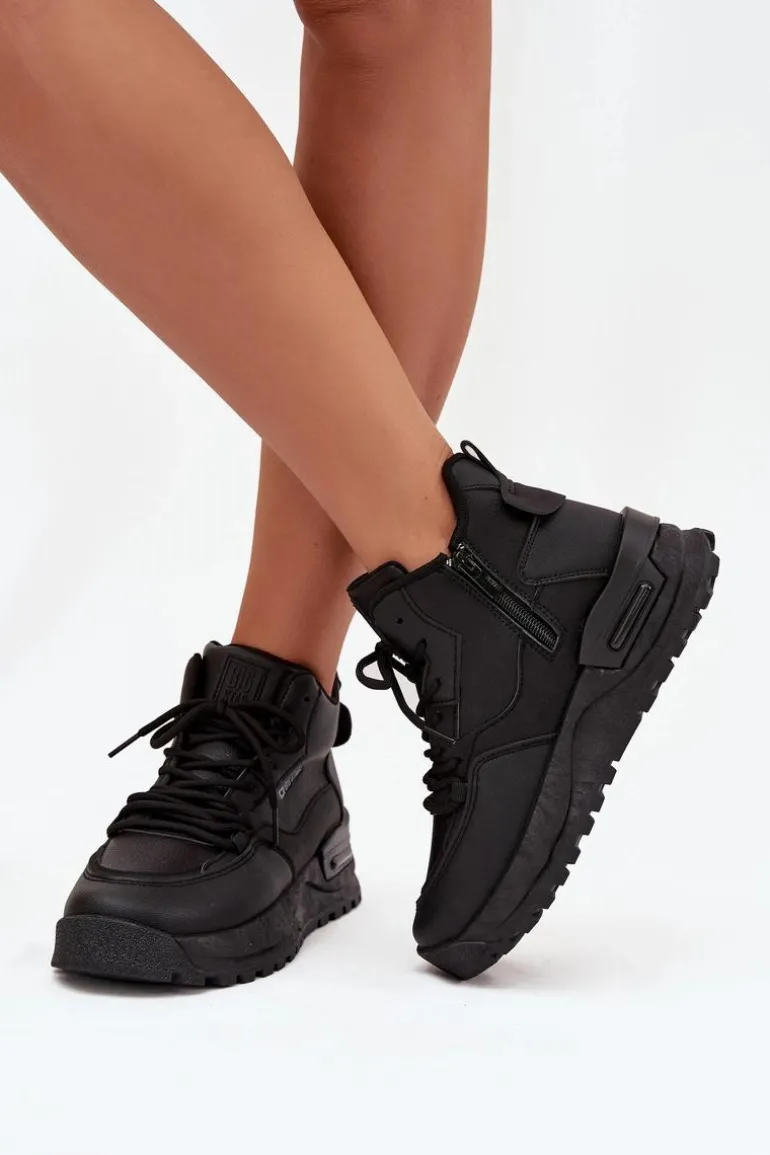 Buty Sportowe Damskie Na Platformie Big Star SS274509 Czarne