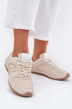 Buty Sportowe Damskie Z Eko Zamszu Beżowe Dorella