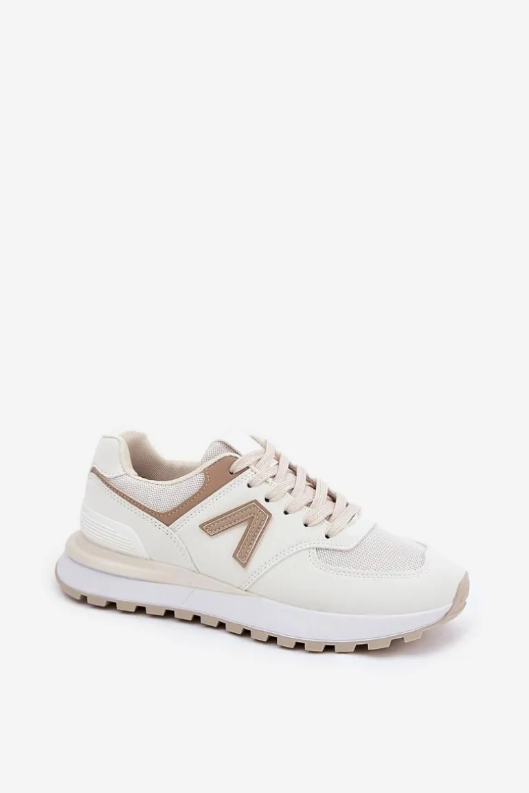 Buty Sportowe Damskie Z Eko Skóry Beżowe Berieta