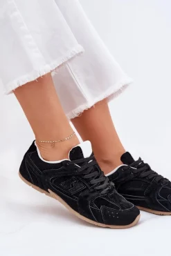 Buty Sportowe Damskie Z Eko Zamszu Czarne Dorella