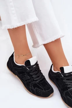 Buty Sportowe Damskie Z Eko Zamszu Czarne Dorella