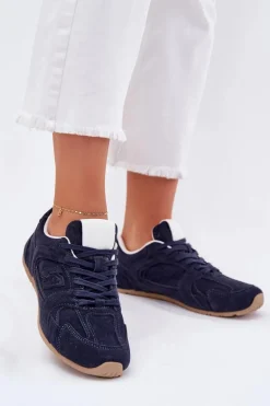 Buty Sportowe Damskie Z Eko Zamszu Granatowe Dorella