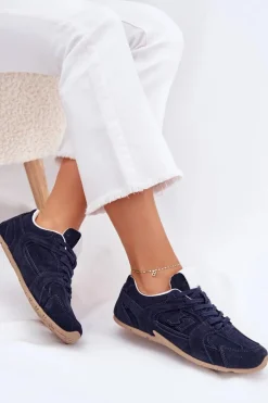 Buty Sportowe Damskie Z Eko Zamszu Granatowe Dorella