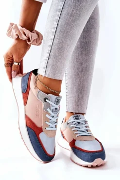 Buty Sportowe Memory Foam Big Star II274401 Beżowo-Niebieskie