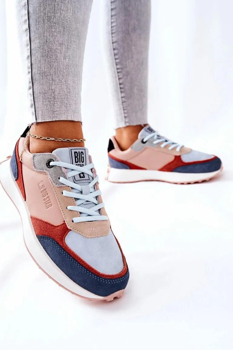 Buty Sportowe Memory Foam Big Star II274401 Beżowo-Niebieskie