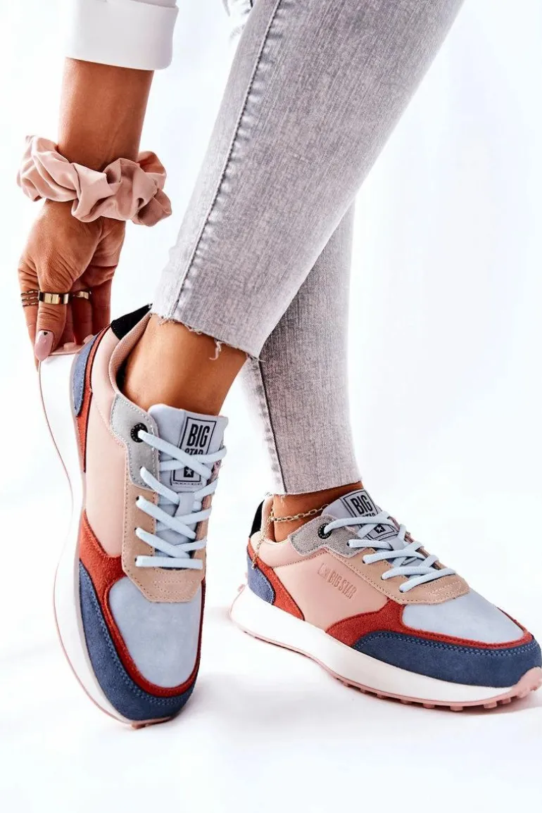 Buty Sportowe Memory Foam Big Star II274401 Beżowo-Niebieskie