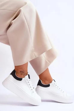 Buty Sportowe Na Masywnej Platformie Biało-Czarne Boneti