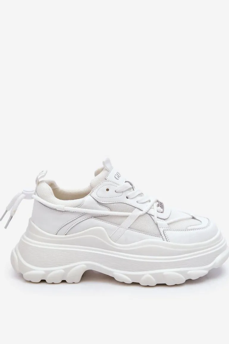 Buty Sportowe Na Masywnej Platformie GOE LL2N4029 Białe