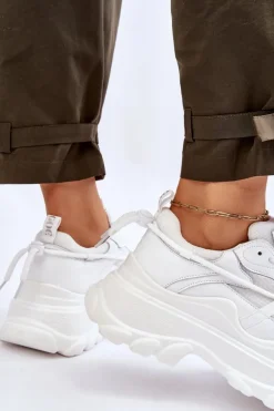 Buty Sportowe Na Masywnej Platformie GOE LL2N4029 Białe