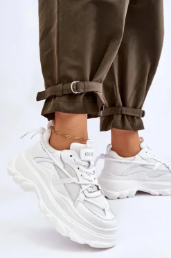 Buty Sportowe Na Masywnej Platformie GOE LL2N4029 Białe