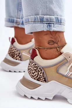 Buty Sportowe Na Masywnej Podeszwie Beżowe Corena