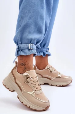 Buty Sportowe Na Płaskim Obcasie I Platformie Beżowe Icons