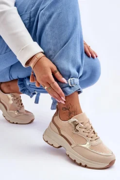 Buty Sportowe Na Płaskim Obcasie I Platformie Beżowe Icons