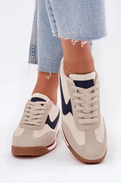 Buty Sportowe Sneakersy Damskie Beżowe Zerina